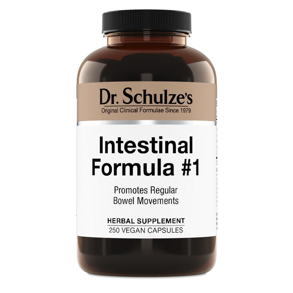 Schulze의 Intestinal Formula #1 - 대령 건강 지원을위한 Bowel 운동 보충 - Bloating & Constipation Aid - Intestinal Cleanse - 모든 자연 - 식물 기반 - Vegan - 250 조사