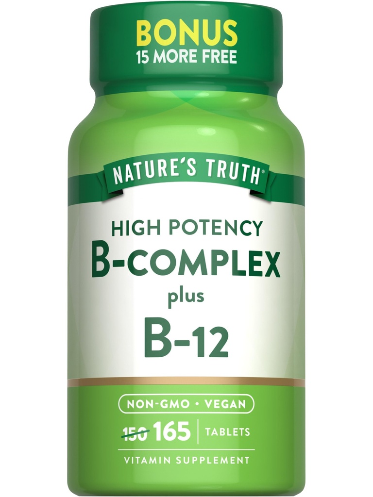 Nature's Truth Vitamin B Complex | 165 태블릿 | 플러스 B12 | Vegan & Non-GMO 보충교재