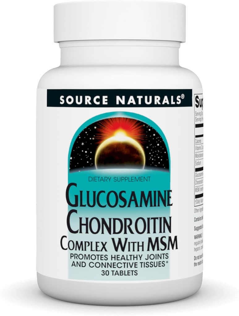Source Naturals Glucosamine Chondroitin Complex 와 MSM, 건강 한 관절 및 연결 조직* - 30 정제