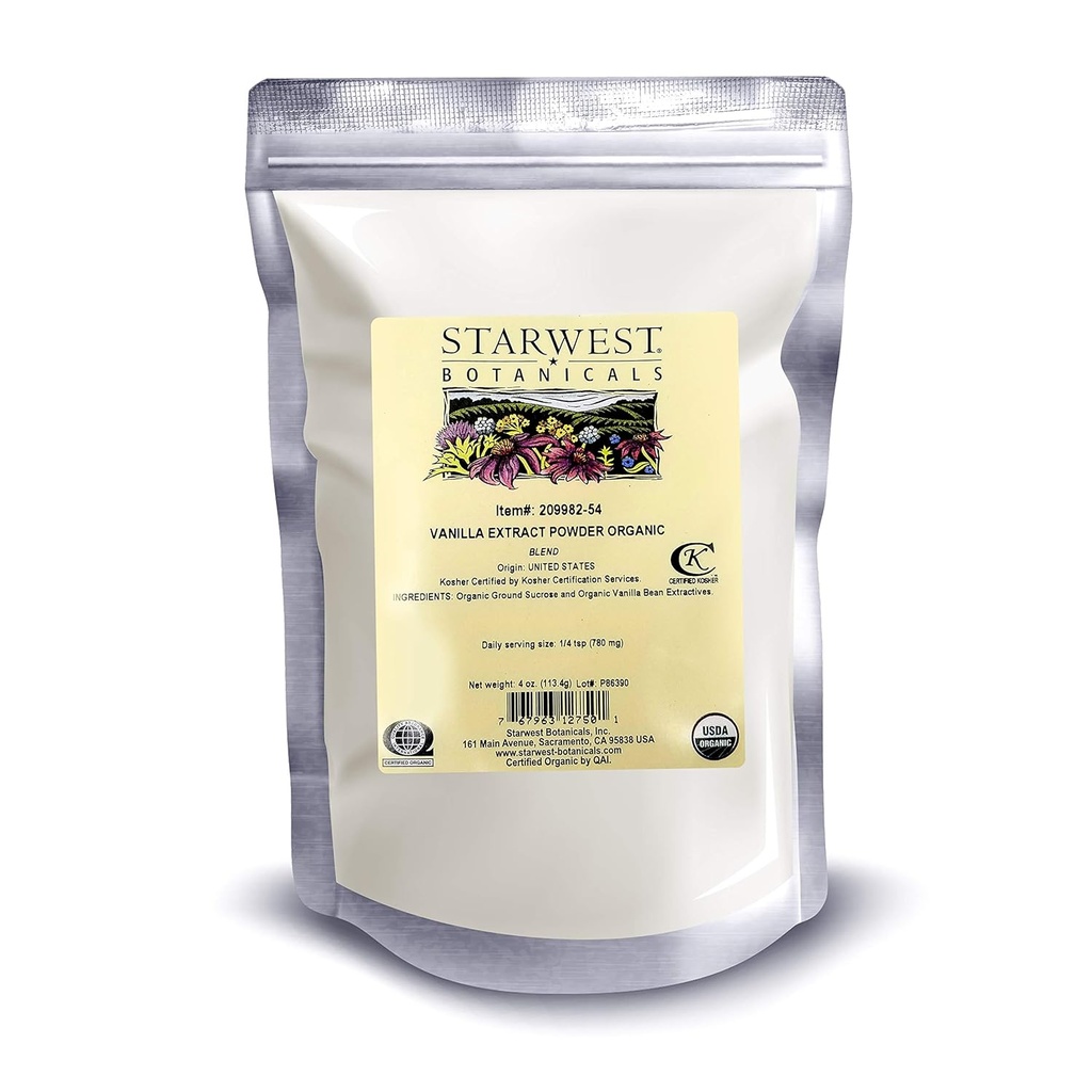 Starwest Botanicals 유기 바닐라 추출물 분말, 4 온스