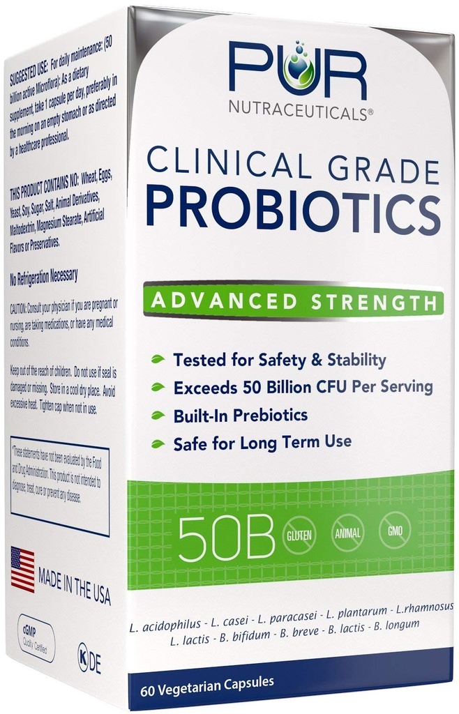 임상 급료 Probiotics * 50억 CFUs/Serving * 10 Strains * 붙박이 Prebiotic * 60 매일 캡슐 - 2 달 공급 * 모든 자연적인 100% 미국에서 만드는