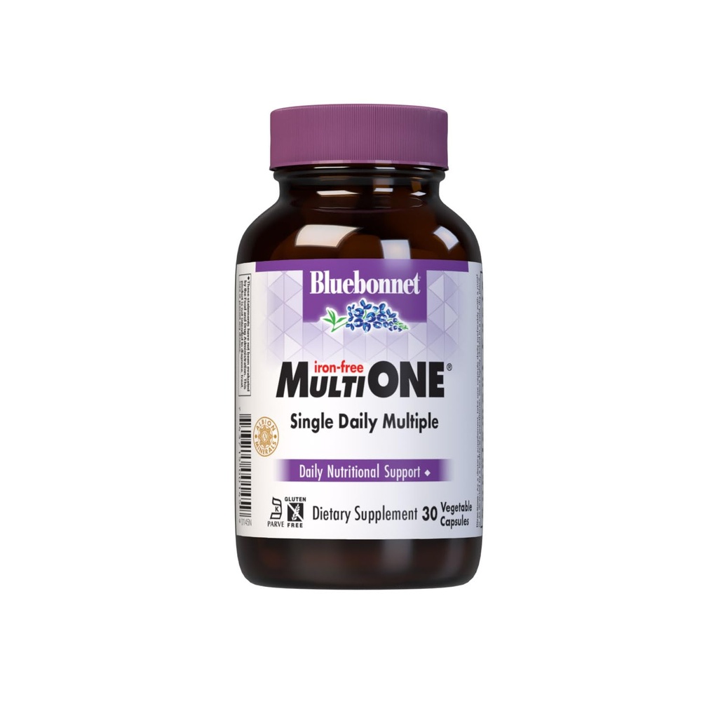 Bluebonnet Nutrition Multi ONE (Iron-Free), 매일 영양 지원 *, Kosher Certified, Gluten-Free, Dairy-Free, 채식 친화적 인, 30 야채 캡슐, 30 서빙