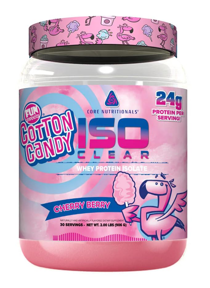 Core Nutritionals Iso Clear Whey Protein Isolate | 저 칼로리, 탄수화물, 지방 | 자이토스 무료 및 소화 가능 | 24g Protein, Zero Sugar | 2 Pound (Fun Sweet Cherry Berry)