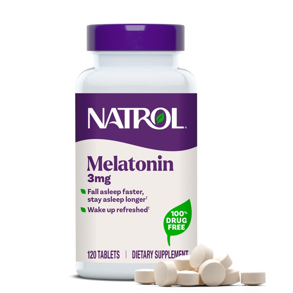 Natrol Melatonin 3 mg의 휴식 수면, 성인, 120 Melatonin 정제, 120 일 공급을 위한 규정식 보충교재