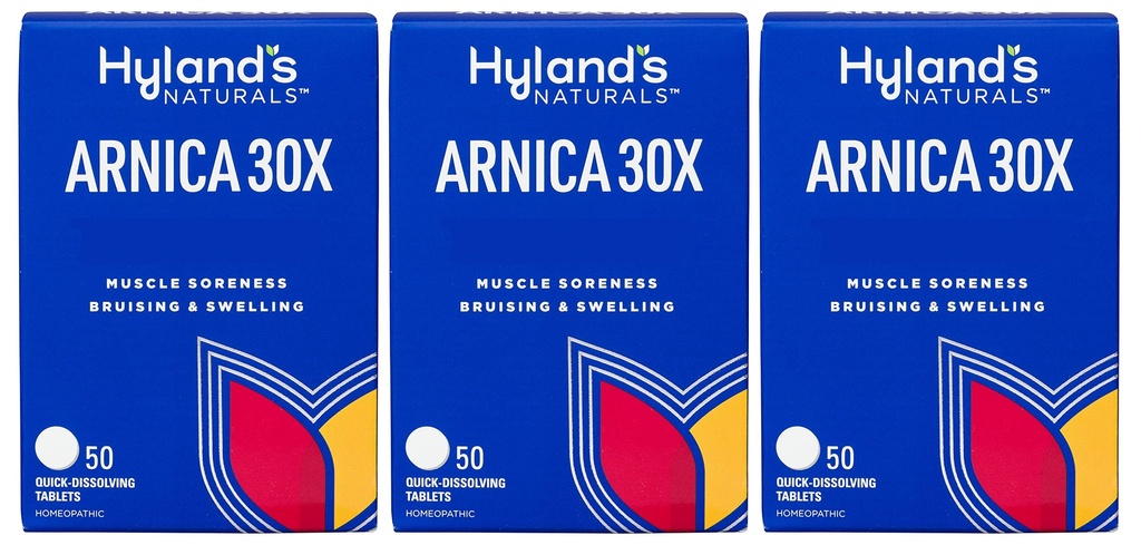 Hyland의 Arnica 30x 50 정제 (3 팩 = 150 정제), Bruising, Swelling, 근육 통증 완화