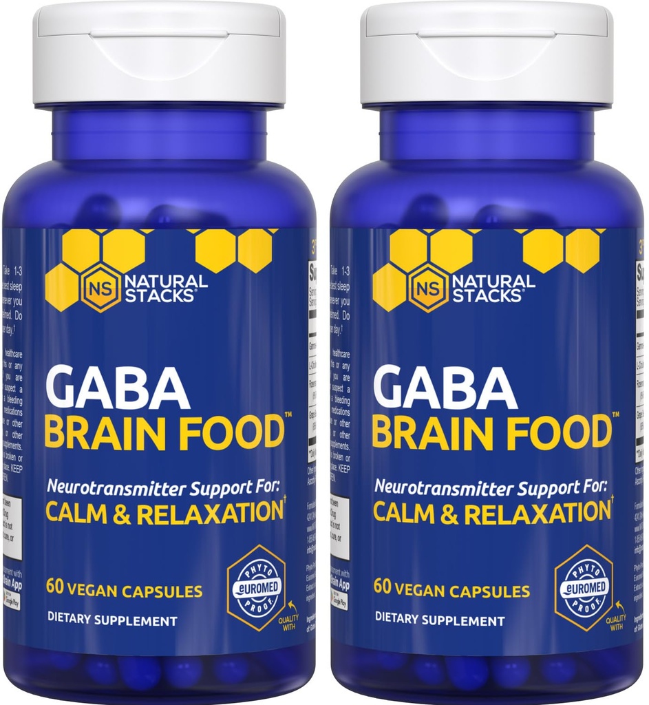 GABA 뇌 음식 - L-Citrulline & 포도씨 추출물을 가진 GABA 보충교재 - 지원 Calm & Relaxation - 야간 수면 원조 - Gamma Aminobutyric 산의 생산 지원 - 120 L-Citrulline 캡슐