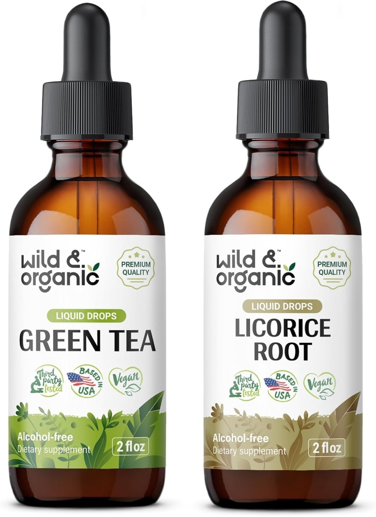 야생 & 유기농 녹차 Tincture 2 fl oz & Licorice Tincture 2 fl oz