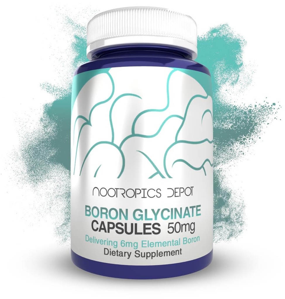Nootropics Depot Boron Glycinate 캡슐 | 50mg | 6mg Elemental Boron 제공 | 테스토스테론, 염증, 면역력 지원 | 120 조사