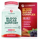 PurePremium 정상적인 혈액 설탕 지원 보충교재 - 20의 활동적인 성분 복합물은 정상적인 범위에 있는 혈액 설탕 수준을 이미 지원하기 위하여 - Cinnamon, Bitter Melon, 크롬, Mulberry - 60ct로 -