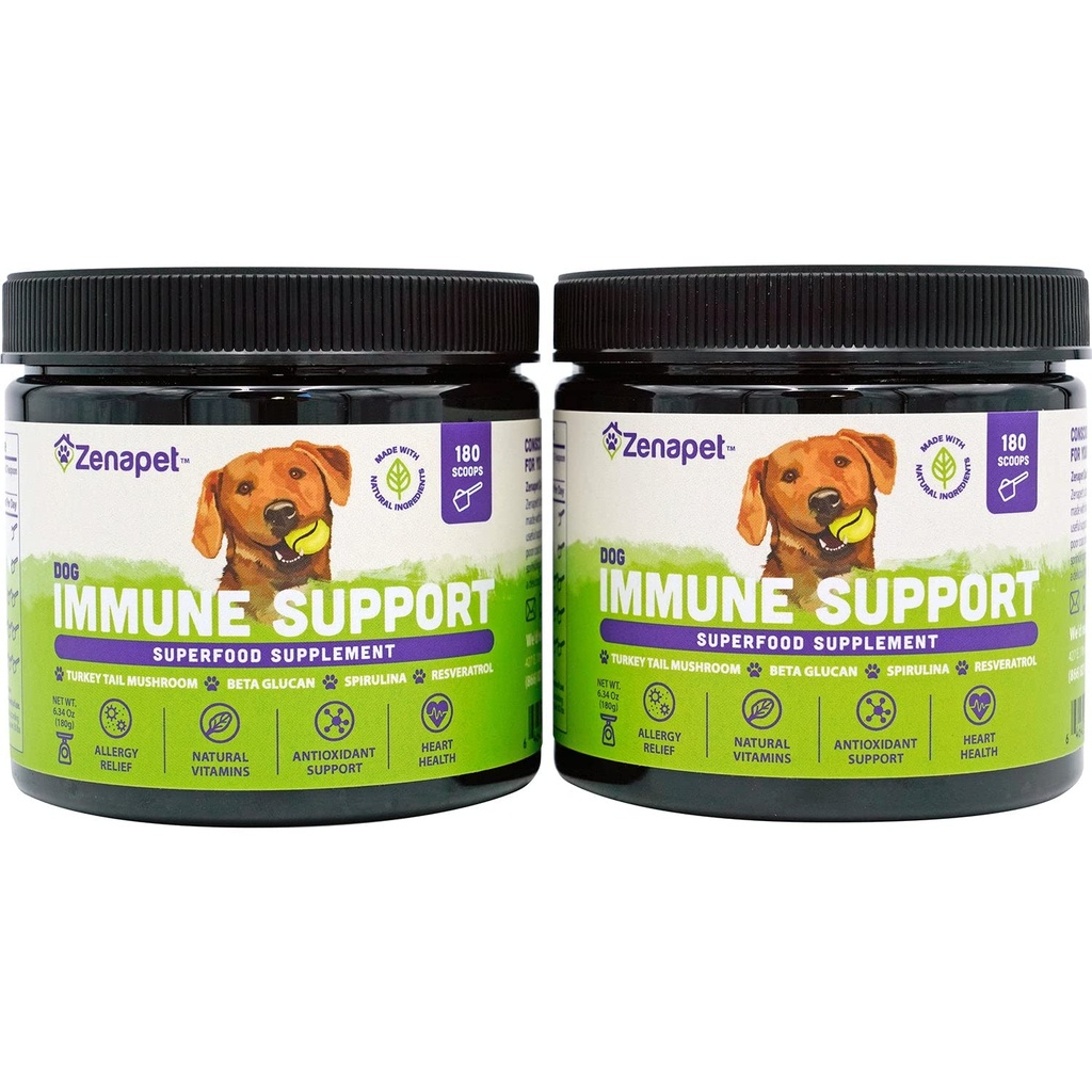 ZENAPET Dog Immune 지원 우수한 분말 토퍼, 터키 꼬리, Spirulina & beta 글루칸은, 미국에서 만든 건강한 면역 체계 & 소화, 인간 급료를 지원합니다