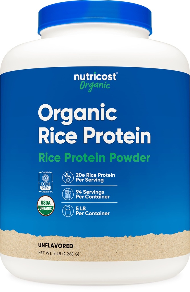 Nutricost 유기 쌀 단백질 분말 (5 LB) - 글루텐 - 무료, GMO - 무료 (브라질 쌀에서)