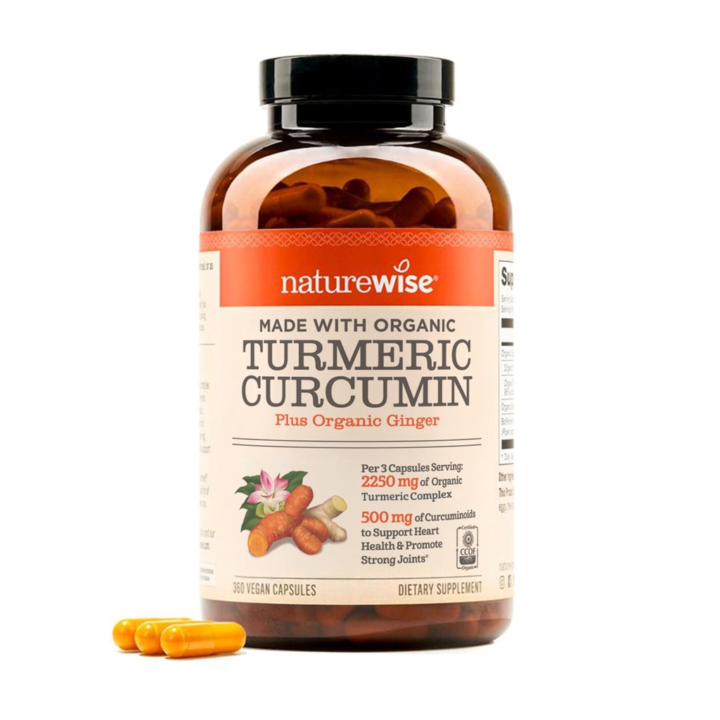 NatureWise Curcumin Turmeric 2250mg - 고급 흡수를위한 95 % Curcuminoids & BioPerine Black Pepper Extract - 매일 관절 및 면역 건강 지원 - Vegan, Non-GMO, 360 카운트 [120 일 공급]