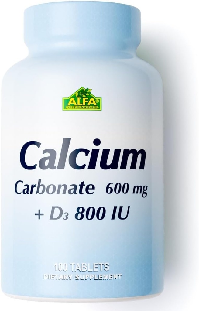 ALFA 비타민에 의한 칼슘 600mg + D3 다이어트 보충 - 건강한 뼈 - 건강한 치아 - 건강한 심장 - 건강한 신경 시스템 -100 정제