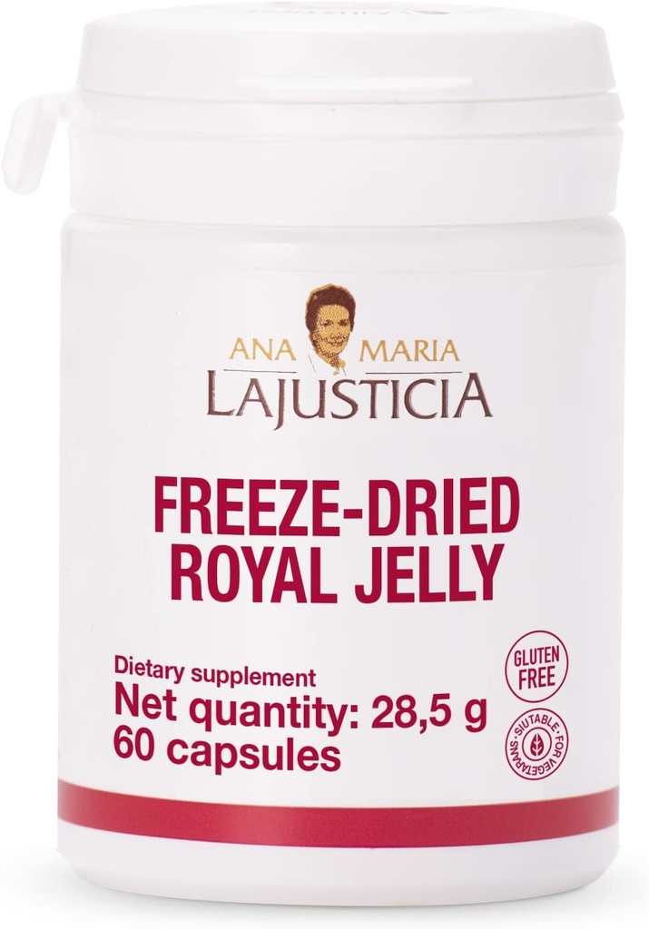 Ana Maria Lajusticia - Freeze-Dried Royal Jelly - 60 일 치료 팩 - 비타민 B, 철, 인 및 칼슘 - 낙농 및 글루텐 무료. 채식 친화적 인