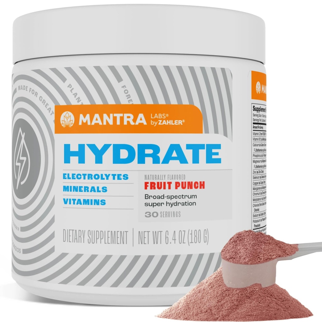 Zahler Mantra Game-Changing, Great-Tasting, Sugar-Free Hydration 보충, 과일 펀치 맛, 30 서빙.
