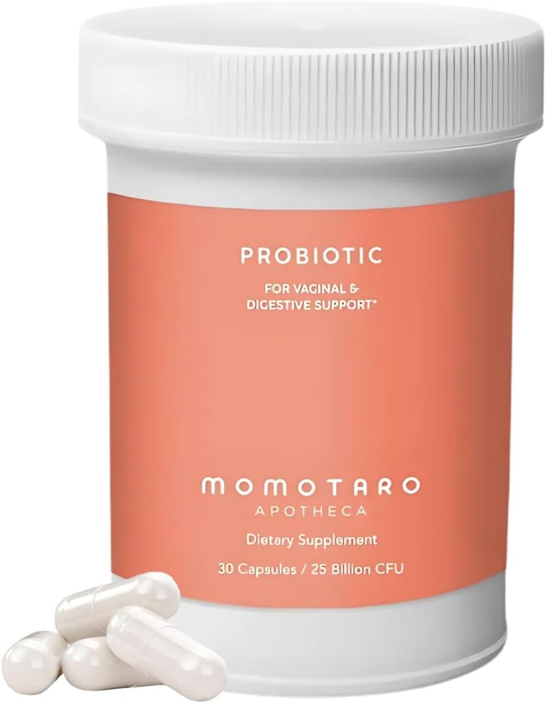MOMOTARO APOTHECA 유기 Probiotics for Women Vaginal & Digestive 보충교재, 25 Billion CFU - Prebiotics & Lactobacillus 혼합 보충제 - Feminine 건강한 질 냄새 & Flora - 30 캡슐