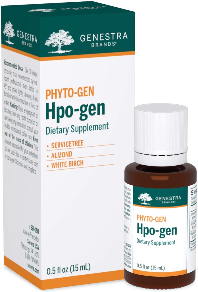 Genestra 브랜드 Hpo-gen | Servicetree, Almond, White Birch Herbal Supplement | 0.5 fl. oz.