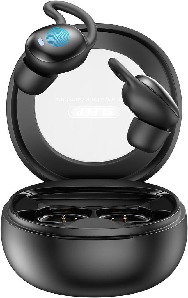 수면 헤드폰, 무선 수면 이어버, 수면을위한 미니 이어버드, Ultra-Thin Bluetooth 5.4 헤드폰, 편안한 보이지 않는 - Black