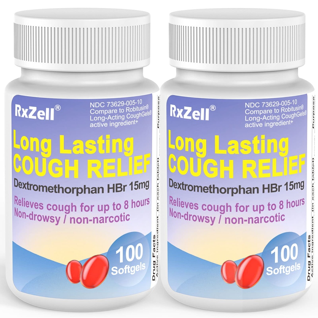 성인 기침 구호, Dextromethorphan HBr 15mg (200 Softgels), 8 시간 오래 견딘, 비 돌기, 기침/Bronchial 억제제
