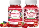 Lunakai Biotin 및 Prenatal 번들 - 헤어 스킨과 네일 성장 보충 비타민 C와 E - 임신 멀티 비타민 Gummy 철 및 Folic 산 - 30 일 공급