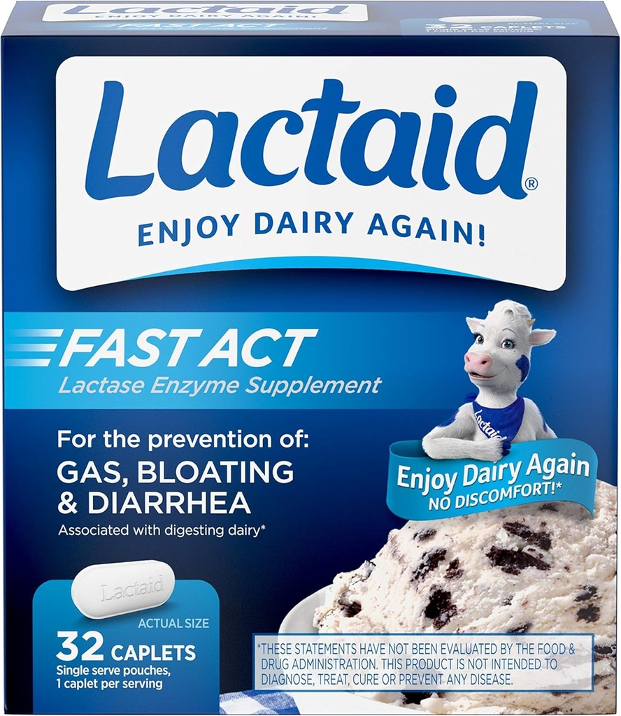 Lactaid 빠른 행동 Lactose Intolerance 구호 캡슐 Lactase 효소, 1ct의 32 여행 팩.