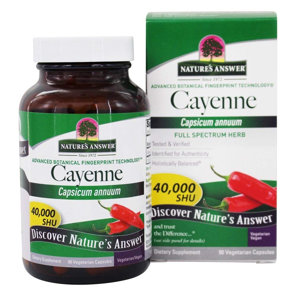 Nature's Answer Cayenne Pepper Powder Capsule Supplement, 90-Count | Natural Metabolism Booster | 심혈관 건강 증진 | 소화 및 순환이 도움이 되는데 도움을 드립니다.