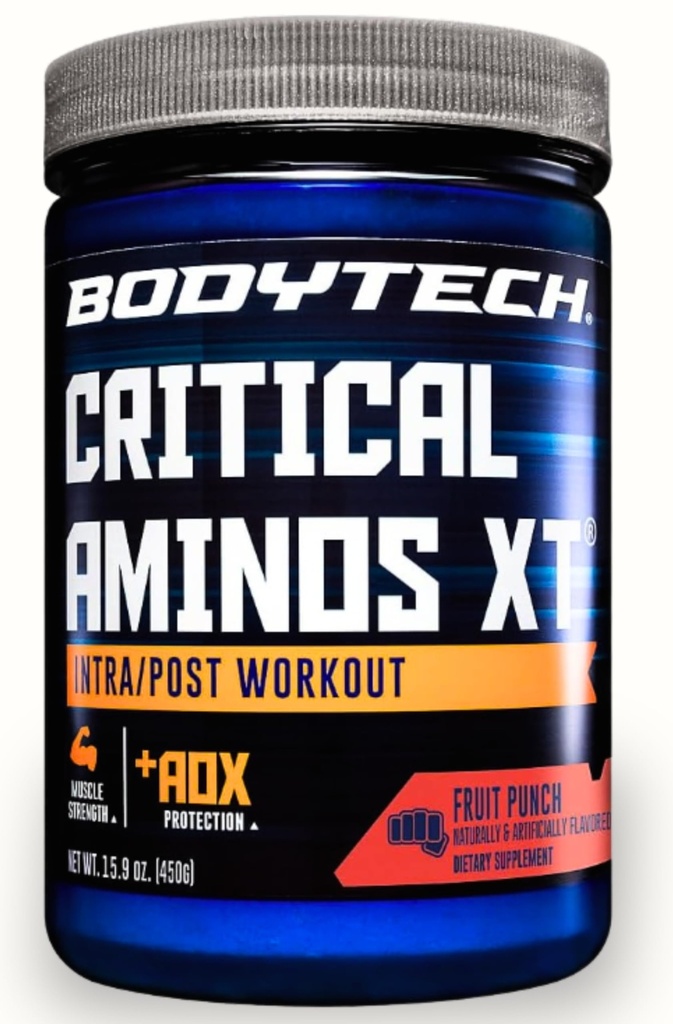 BODYTECH 긴 Aminos XT Intra/Post 운동 분말 맛있은 과일 펀치 맛 - 최적의 결과 (15.9 oz / 45 서빙)에 대한 근육 회복 및 향상된 성능을 지원하도록 공식화