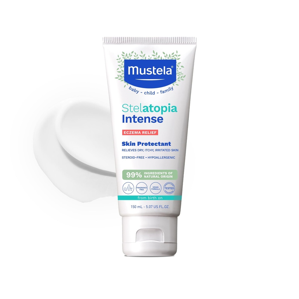 Mustela Eczema Relief Cream Stelatopia Intense - Colloidal Oatmeal을 가진 향수 자유로운 Moisturizing 몸 로션 - 건조한을 위해, 가려운, 자극하는 피부 & flare-up - 아기, 아이 & 성인 - 5.07 fl. oz.