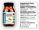 DR WAKDE의 심황 캡슐 (Curcuma Longa, 60 Veg 모자, 식물 기반 보충, Ayurvedic 허브, 모든 자연, Vegan)