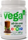 Vega 유기 All-in-One Vegan Protein Powder Mocha (9 서빙) Superfood Ingredients, 면역 지원을위한 비타민, 여성 및 남성용 완두 단백질, 12.7oz (포장 월병)