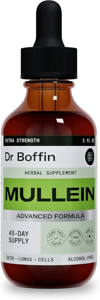 Mullein 잎 액체 추출물 2 FL OZ - 추가 Strenght | 고급 공식 - 자연 보충 액체 탄약 - Lung Cleanse 및 Detox - 호흡 건강 및 면역 지원 드롭