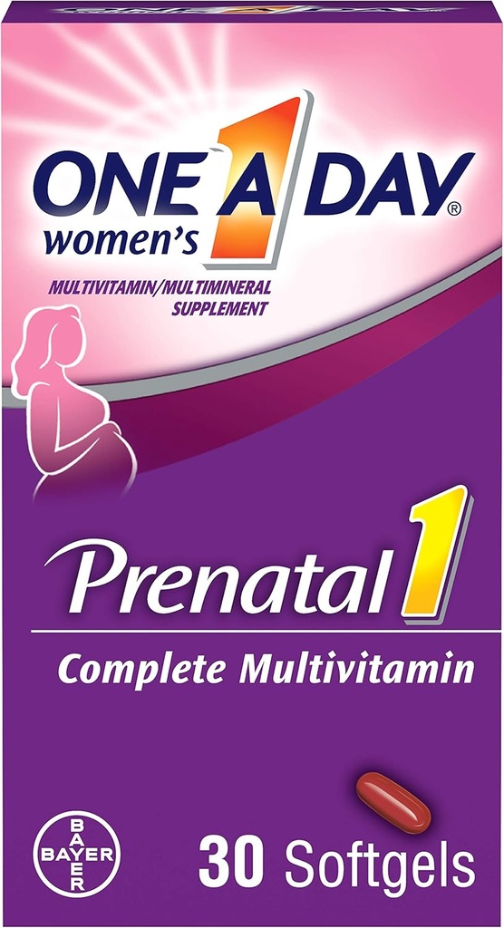 DHA 및 Folic Acid Softgels, 30 ea (Pack of 4)를 가진 1 일 Prenatal