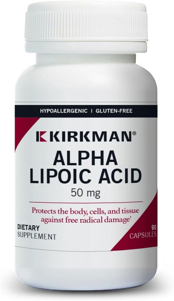 Kirkman - 알파 Lipoic 산 50 mg - 90 캡슐 - 유력한 산화 방지제 - Harmful Radicals에 대하여 보호합니다 - Hypoallergenic
