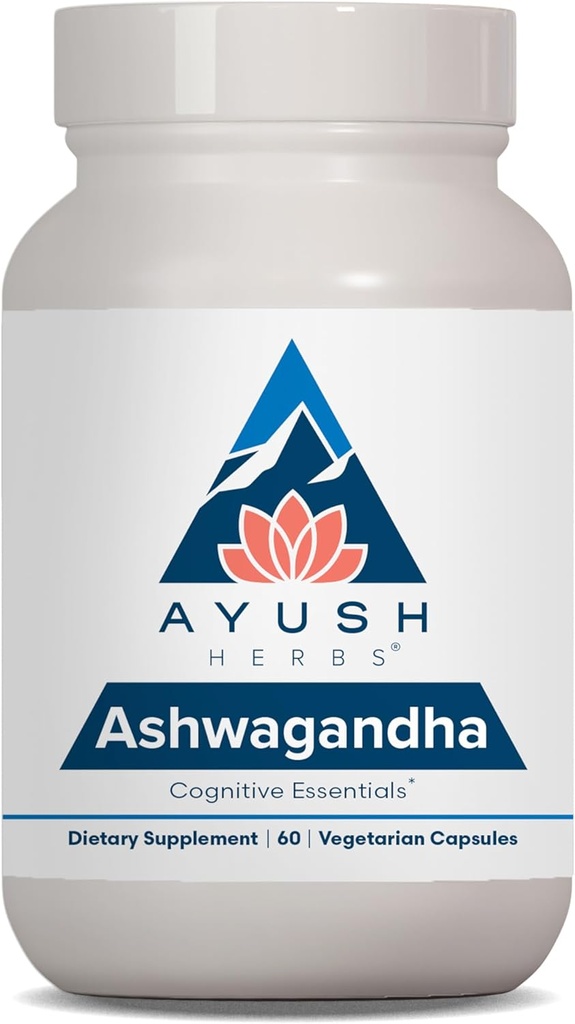 Ayush 허브 Ashwagandha 캡슐 - 남성 및 여성을위한 Ashwagandha, Ashwagandha 보충 교재, 스트레스를위한 순수한 Ashwagandha 뿌리 분말, 알약 당 500mg - 60 채식 모자 (1 개)