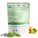 Sprout Living Epic Protein, Plant Based Protein & Superfoods Powder, Mindful Matcha | 17 Grams Organic Protein Powder, Vegan, Non-GMO, Gluten Free, Adaptogens + Nootropics (1 파운드, 12 서빙)