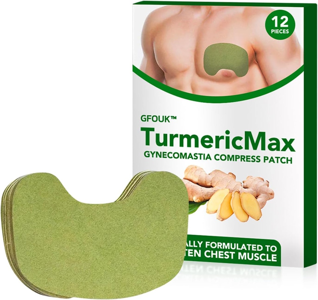 Gynecomastia Compress Patch - 자연 성분 (1Pack)과 남성, 강화 및 조각 가슴 근육에 대한 생강 크림