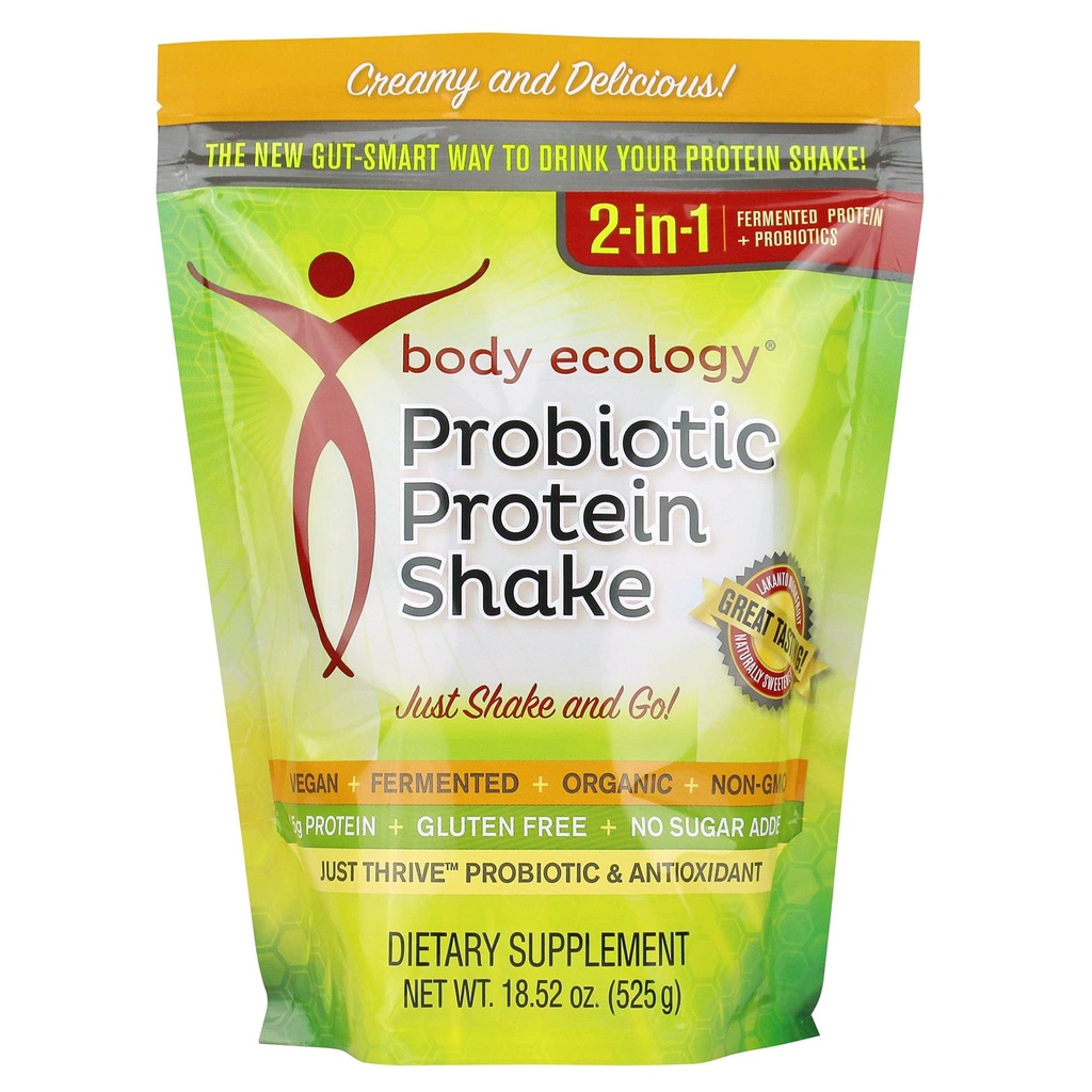 몸 생태 Probiotic Protein Shake Powder | 발효 단백질 다이어트 보충 | Non-GMO | 글루텐 프리 | 콩 무료 | 콩가루 | 콩가루 | 단백질 15g | 단백질 분말 | Resealable 18.52 OZ