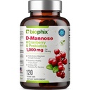 Cranberry & Probiotics를 가진 biophix D-Mannose 1000mg 캡슐 - 여성을 위한 D Mannose 보충교재 - Urinary Tract & Bladder 건강 지원을 위한 D-Mannose 알약 - 소화 우물 - 120 Vcaps