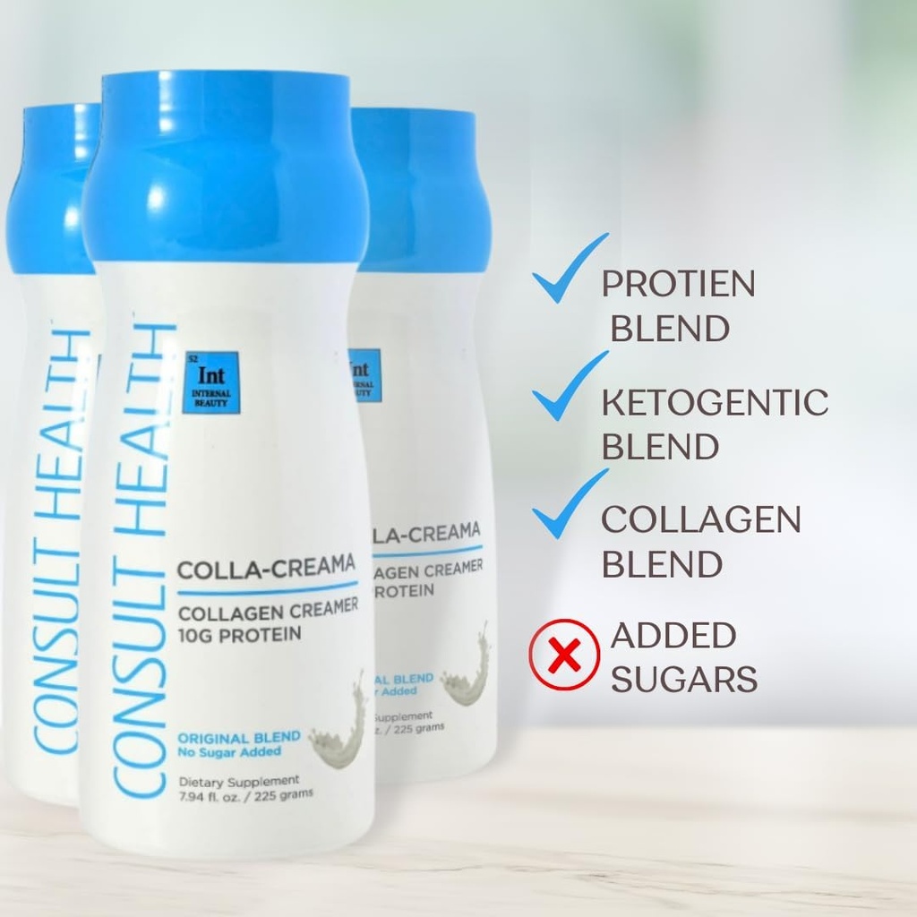 건강 - Colla-Creama Collagen Creamer 보충 - 10g Protein - Ketogenic Blend - Powder Coffee Creamer - 코코넛 오일, 에너지 부스트 MCT 오일 - 추가 설탕 없음 - 7.94 oz