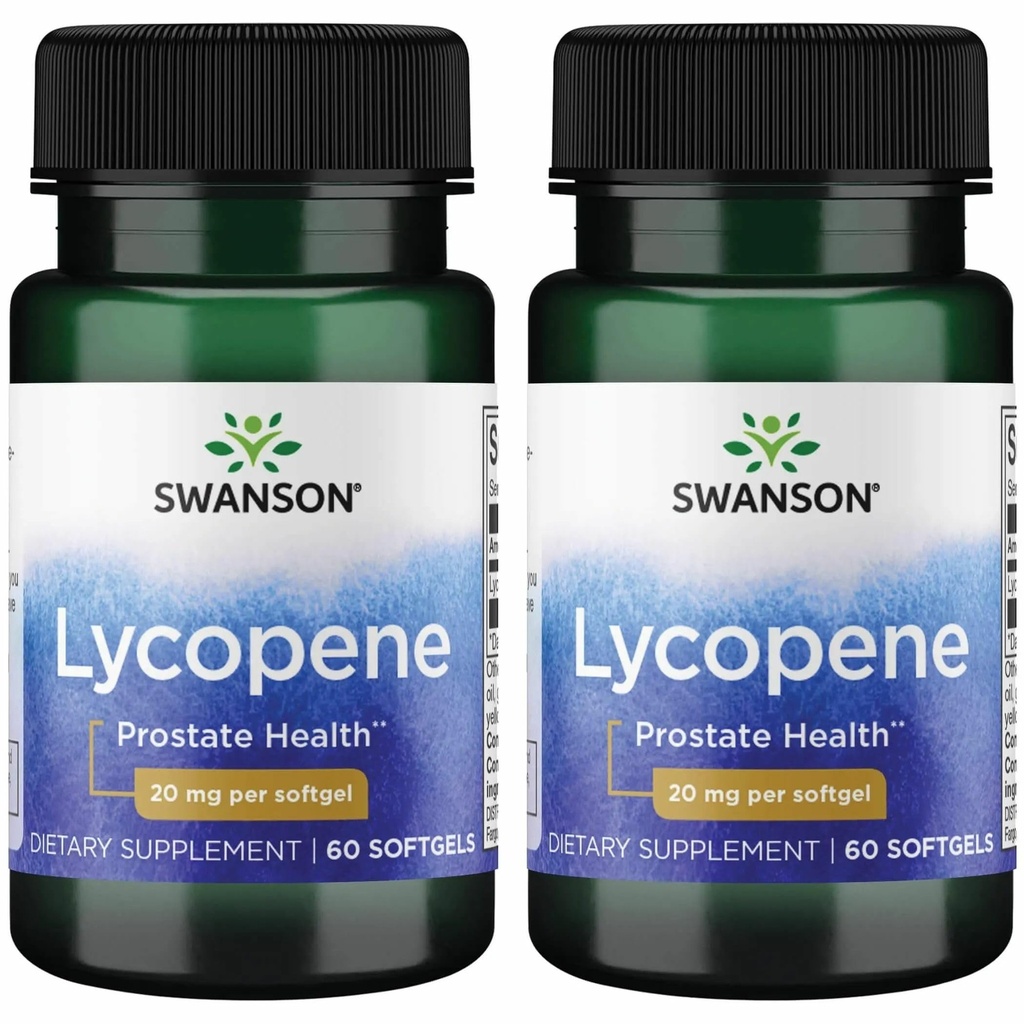 Swanson Lycopene - 전립선 건강 증진, 심장 건강 및 정상 범위 내의 혈압 지원 - 남성 건강 보충 - (60 Softgels) 2 팩