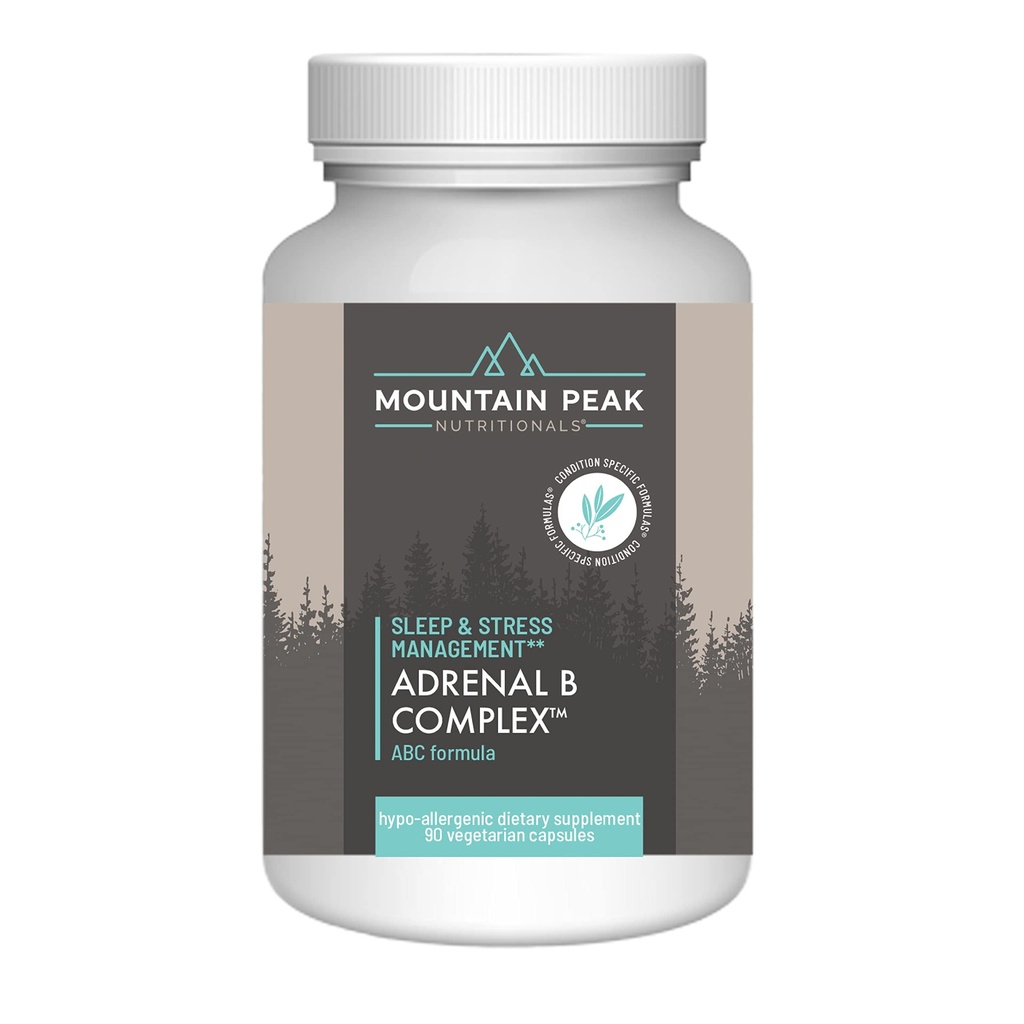 마운틴 피크 Adrenal B Complex - Cortisol 지원 w / Ashwagandha, 비타민 B6, B12 & C - 도움말 지원 스트레스 레벨 - Encodcrine & Nervous 시스템 지원 보충교재 (90 채식 캡슐)