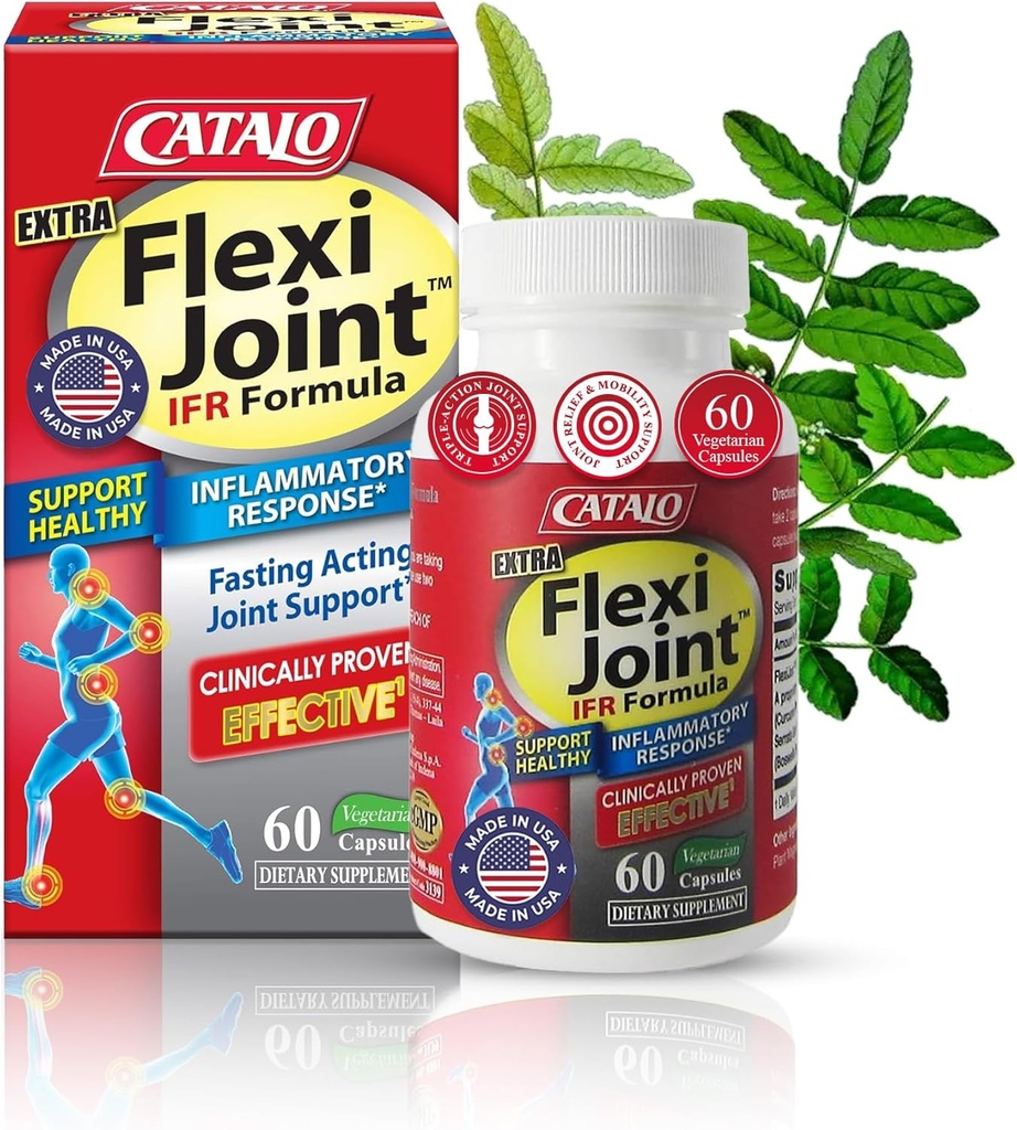 CATALO Extra FlexiJoint IFR 공식 – Meriva Turmeric Phytosome, ApresFlex & Casperome Boswellia – 60 캡슐