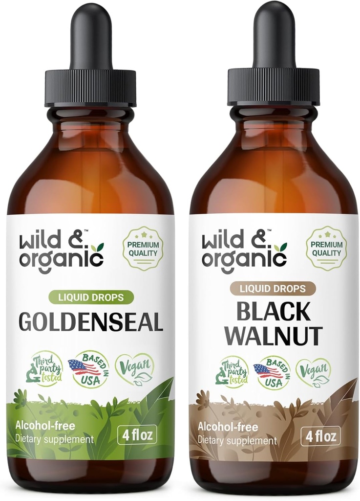야생 & 유기 Goldenseal 아연 4 fl oz & 검정 호두 아연 4 fl oz