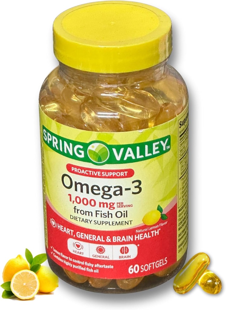 오메가 3 1000mg- 물고기 기름 60 softgels (1의 포장)