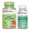 SOLARAY Irish Sea Moss 500mg 및 Nattokinase Serrapeptase Supplement - 자연적으로 Occurring 비타민, 미네랄 - Gut 건강, Sinus, 심장 건강 지원, 60 일 보증, 100 / 30ct와 웰빙 번들