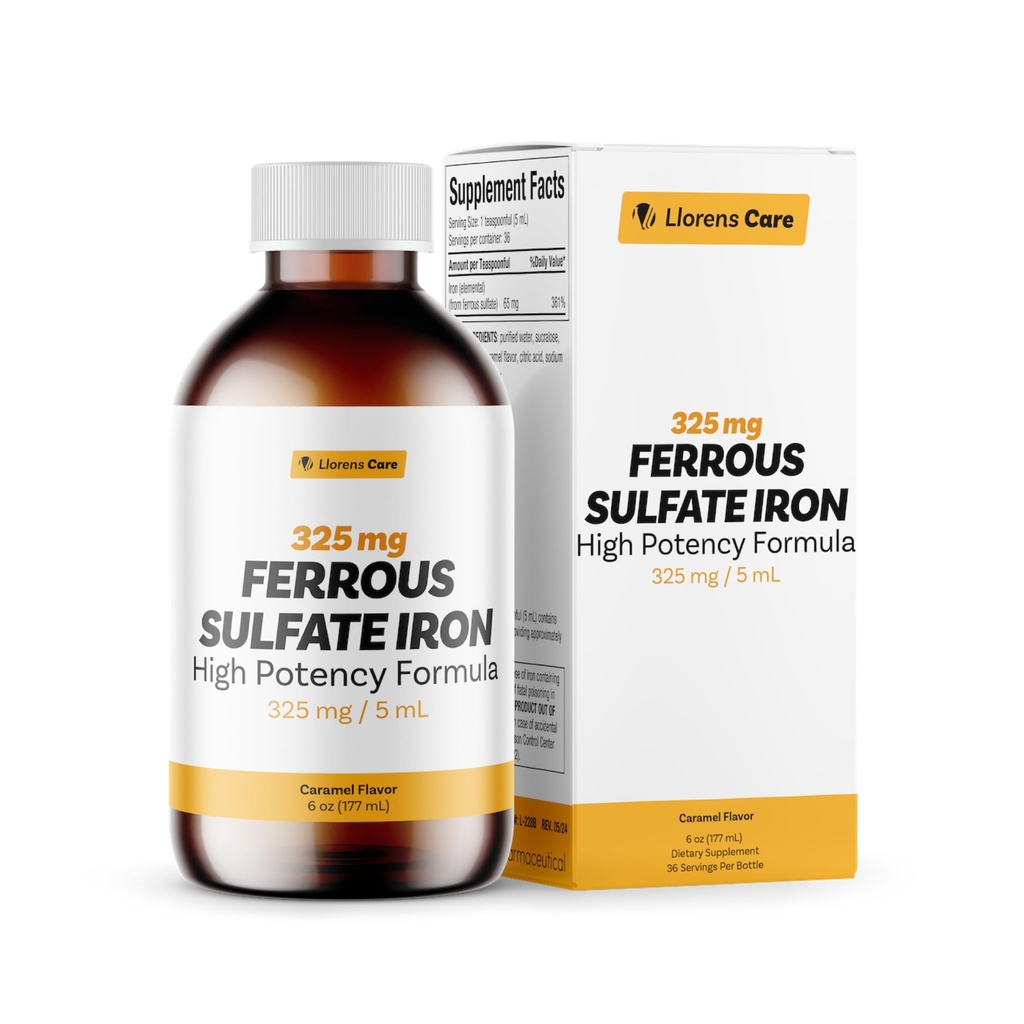 철 황산염 325mg 액체 철 Llorens 배려에 의하여 성분 철의 65mg - 6개 oz - Caramel 풍미 (6개 oz, Caramel)