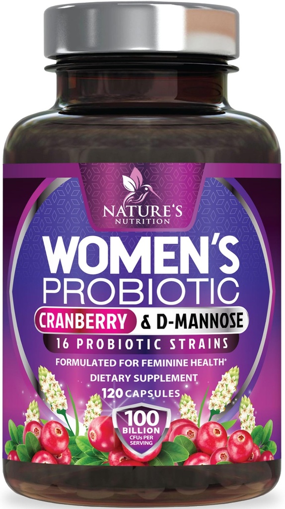 여성을위한 프로 바이오 틱 60 억 CFU - 16 Strains, Prebiotics & Cranberry, PH 균형, 소화 건강, 질 & 면역 지원, Gut 건강을위한 여성 프로 바이오 틱, 선반 안정 - 120 캡슐