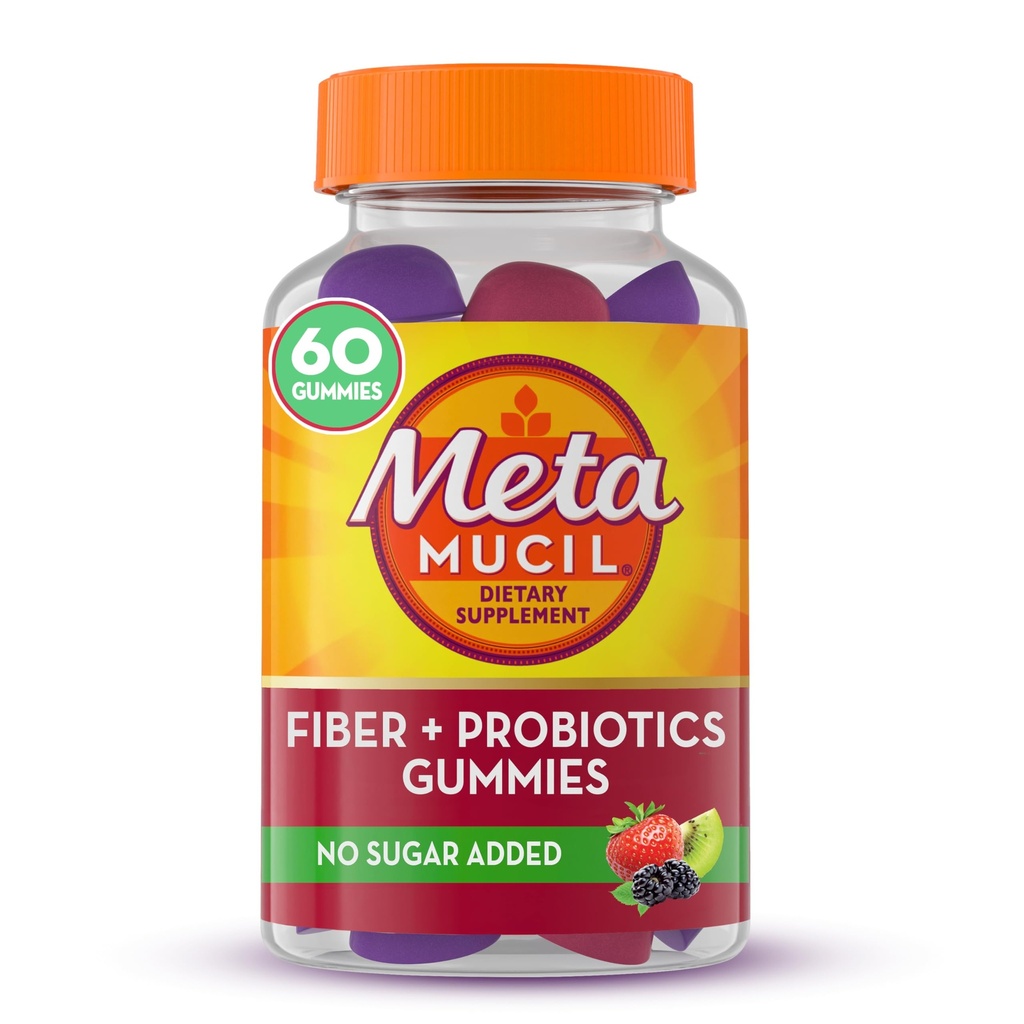 소화 건강을 위한 Metamucil 섬유 플러스 Probiotics - Strawberry Kiwi Blackberry, 60 조사