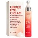 Caffeine Under Eye Cream for Puffiness and Bags Under Eyes - 여성, 남성, Hyaluronic 산 및 Niacinamide Serum - 얼굴 퍼프 테이프 흡진기