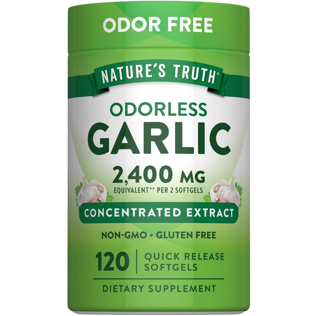 자연의 진실 무취 마늘 2400 mg | 120 Softgels | 추출 알약 | Non-GMO, 글루텐 무료 보충